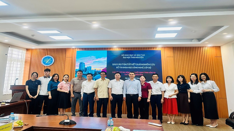 Kết quả nghiệm thu cấp cơ sở đề tài KH&CN cấp Bộ triển khai từ năm 2023: “Các yếu tố tác động tới quyết định tăng vốn FDI tại tỉnh Thái Nguyên” - CNĐT : PGS.TS. Nguyễn Tiến Long